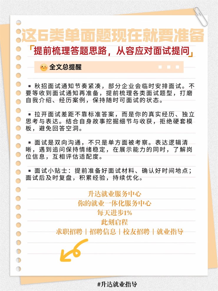 【求职锦囊㊷期】冲刺秋招Offer：这6类单面题现在就要准备！