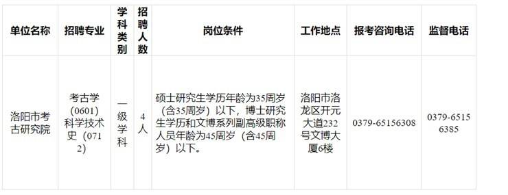 洛阳市考古研究院关于2025年度引进急需短缺专业人才实施方案