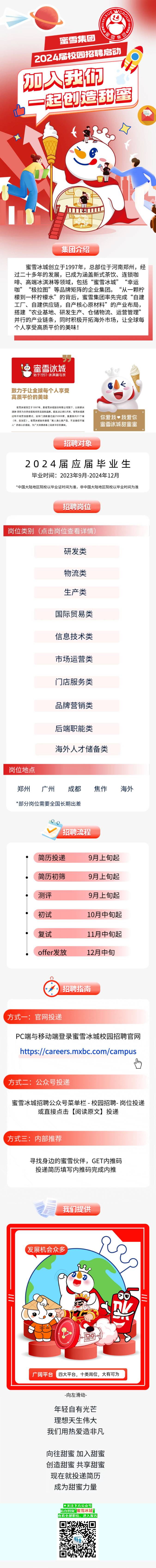重磅！蜜雪冰城2024届校园招聘启动！四大平台，十类岗位！
