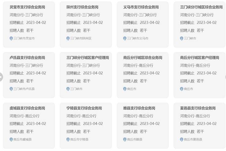 2023年中国农业银行河南分行公开招聘工作人员公告