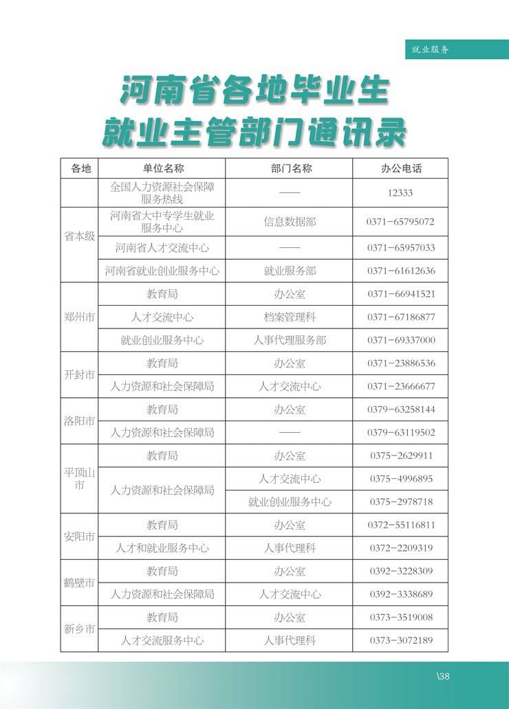 河南省大学生就业创业服务指南
